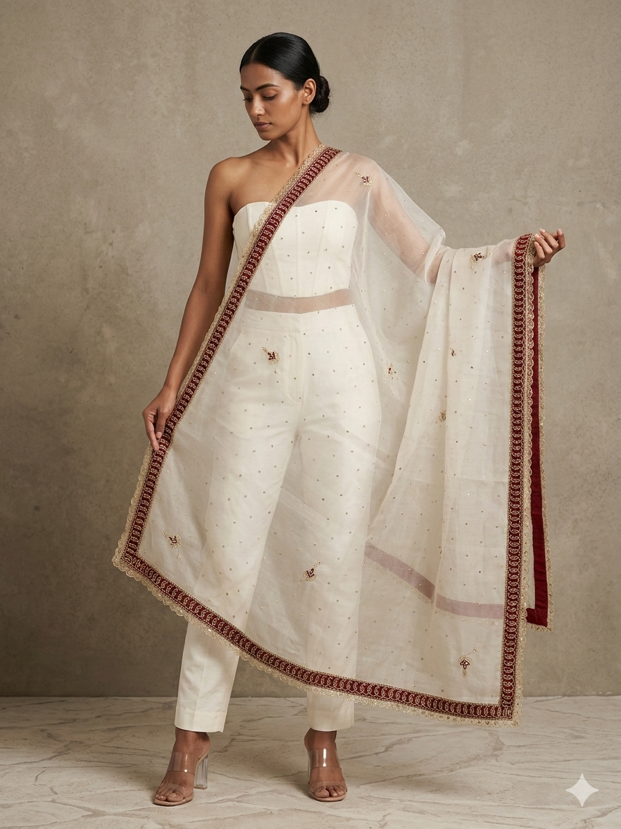 Blush Pink Organza Dupatta