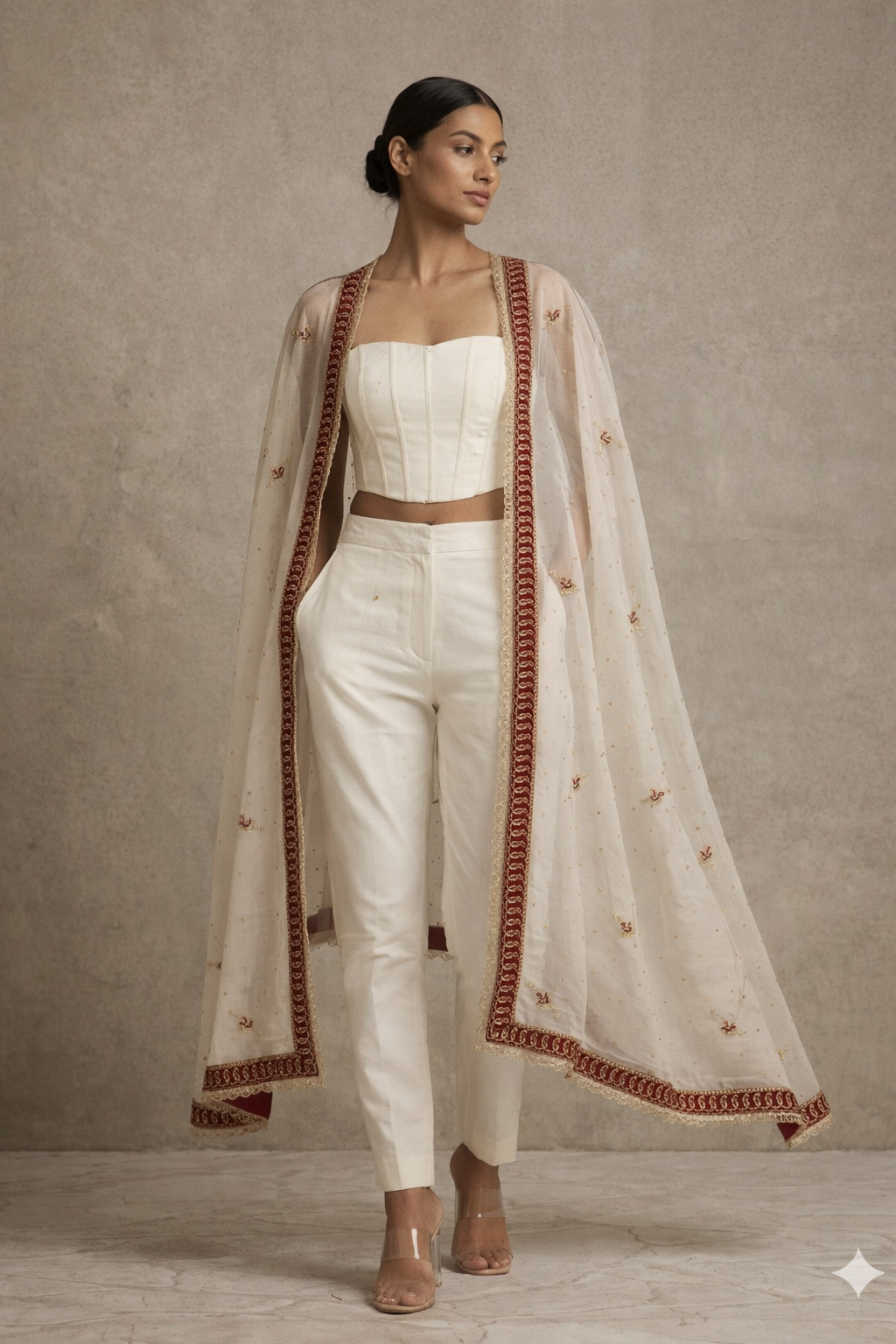 Blush Pink Organza Dupatta
