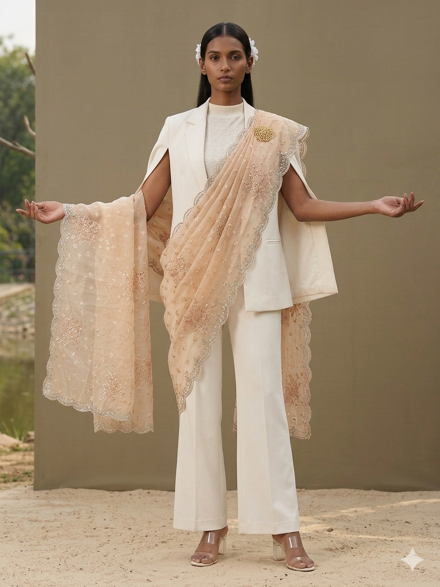 Champagne Organza Dupatta