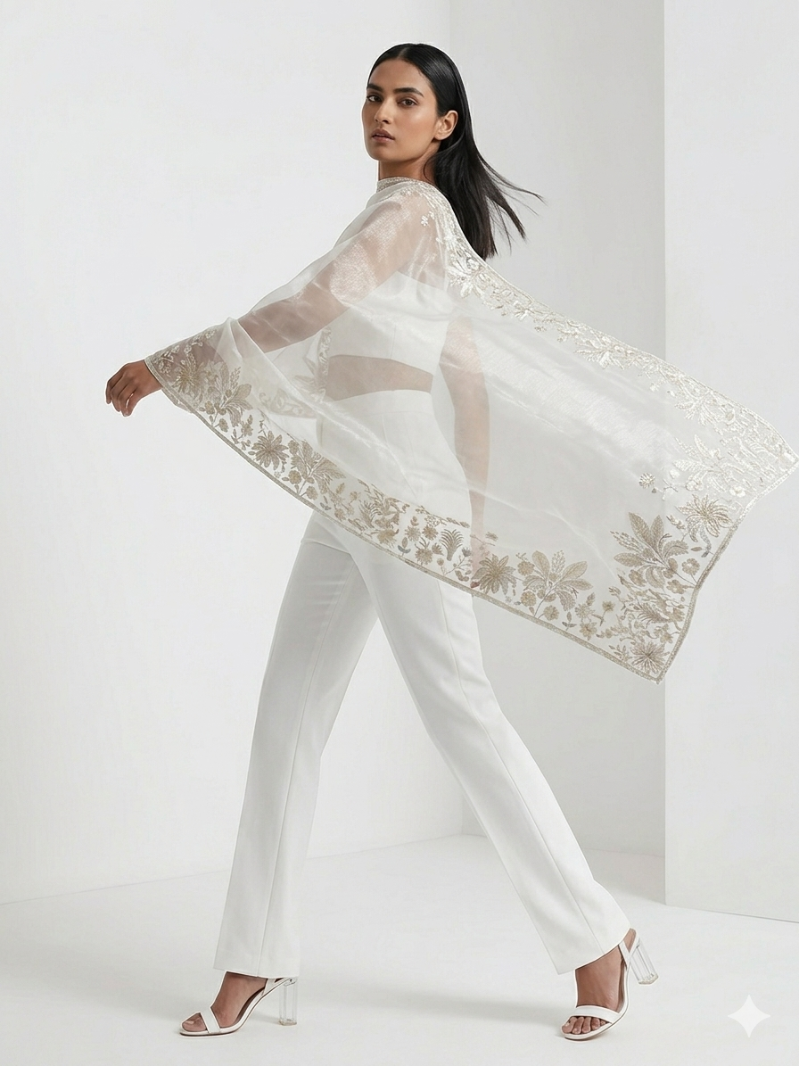 Pearl Frost Organza Dupatta