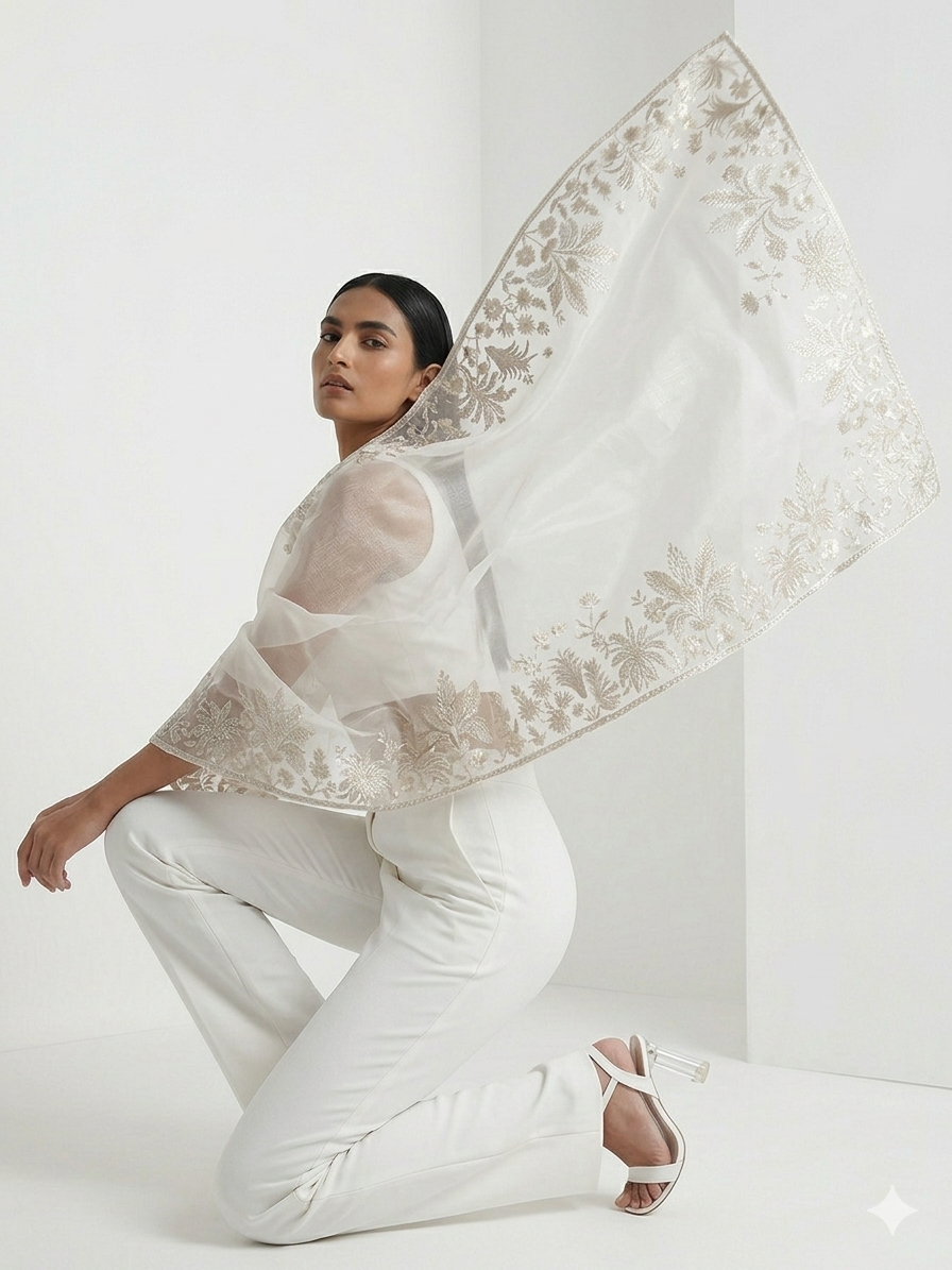 Pearl Frost Organza Dupatta