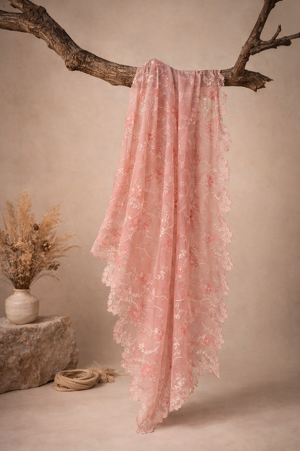 Dusty Rose Organza Dupatta