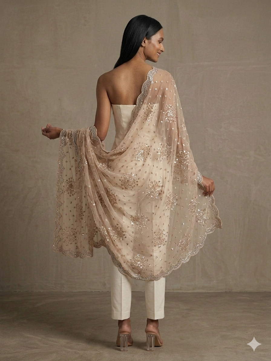 Champagne Organza Dupatta
