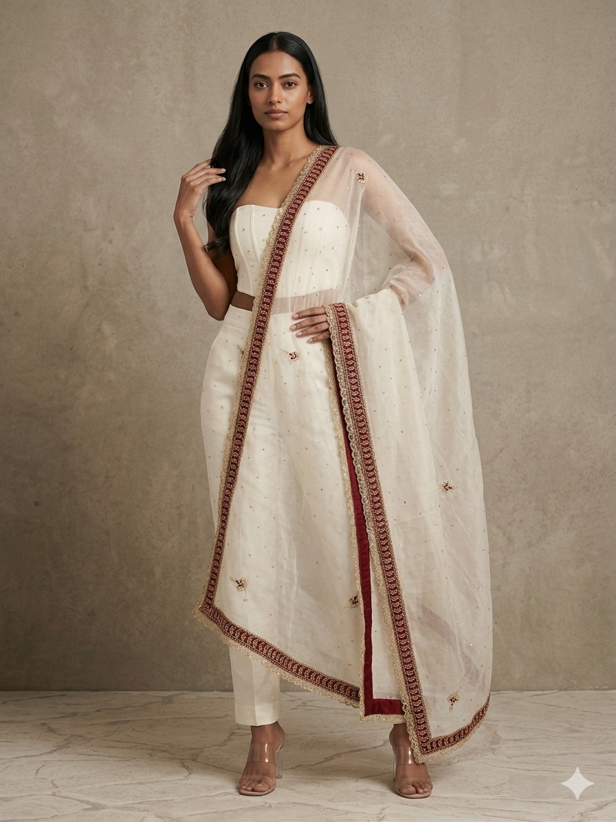 Blush Pink Organza Dupatta