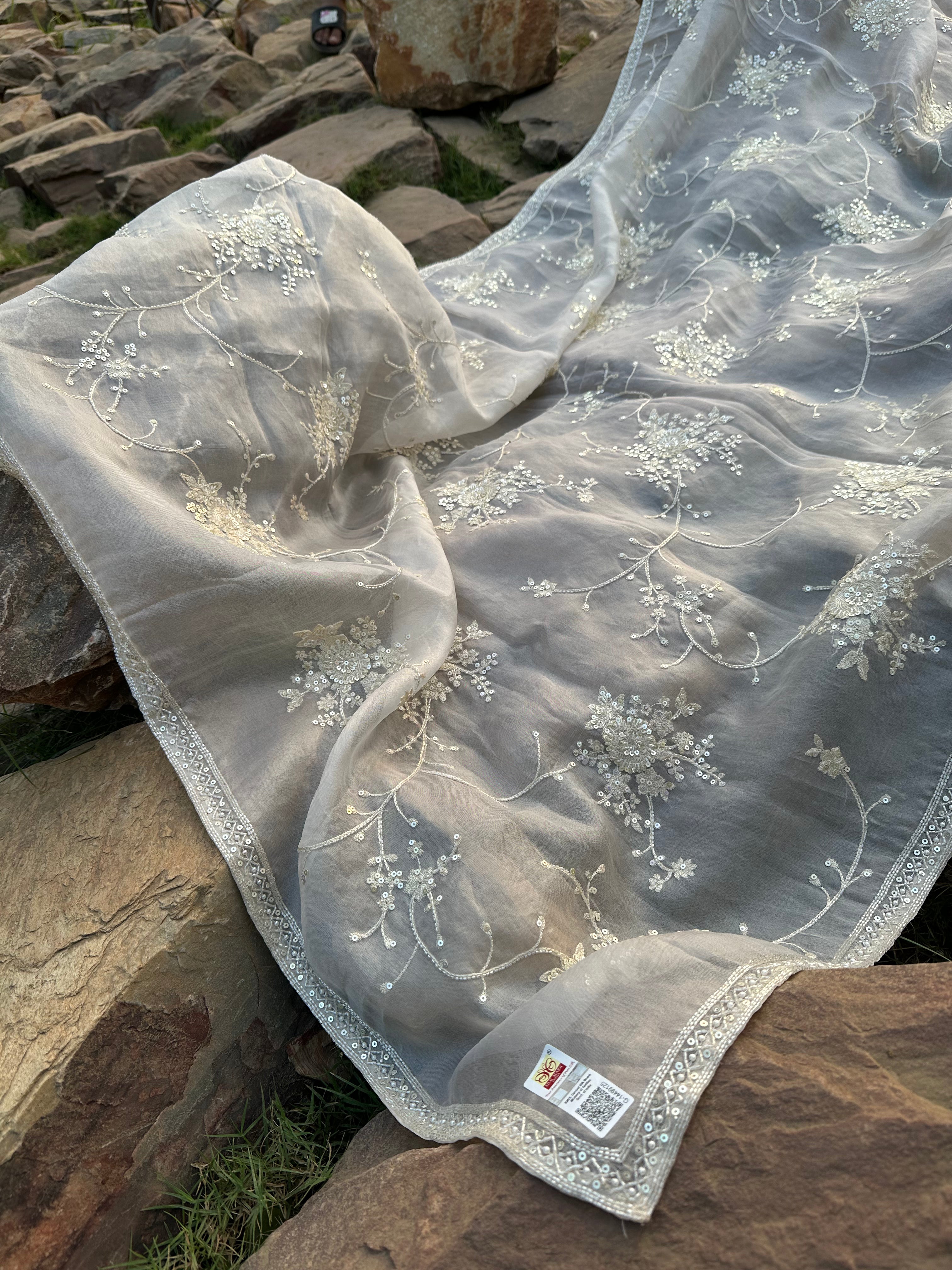 Natural Cream Organza Dupatta