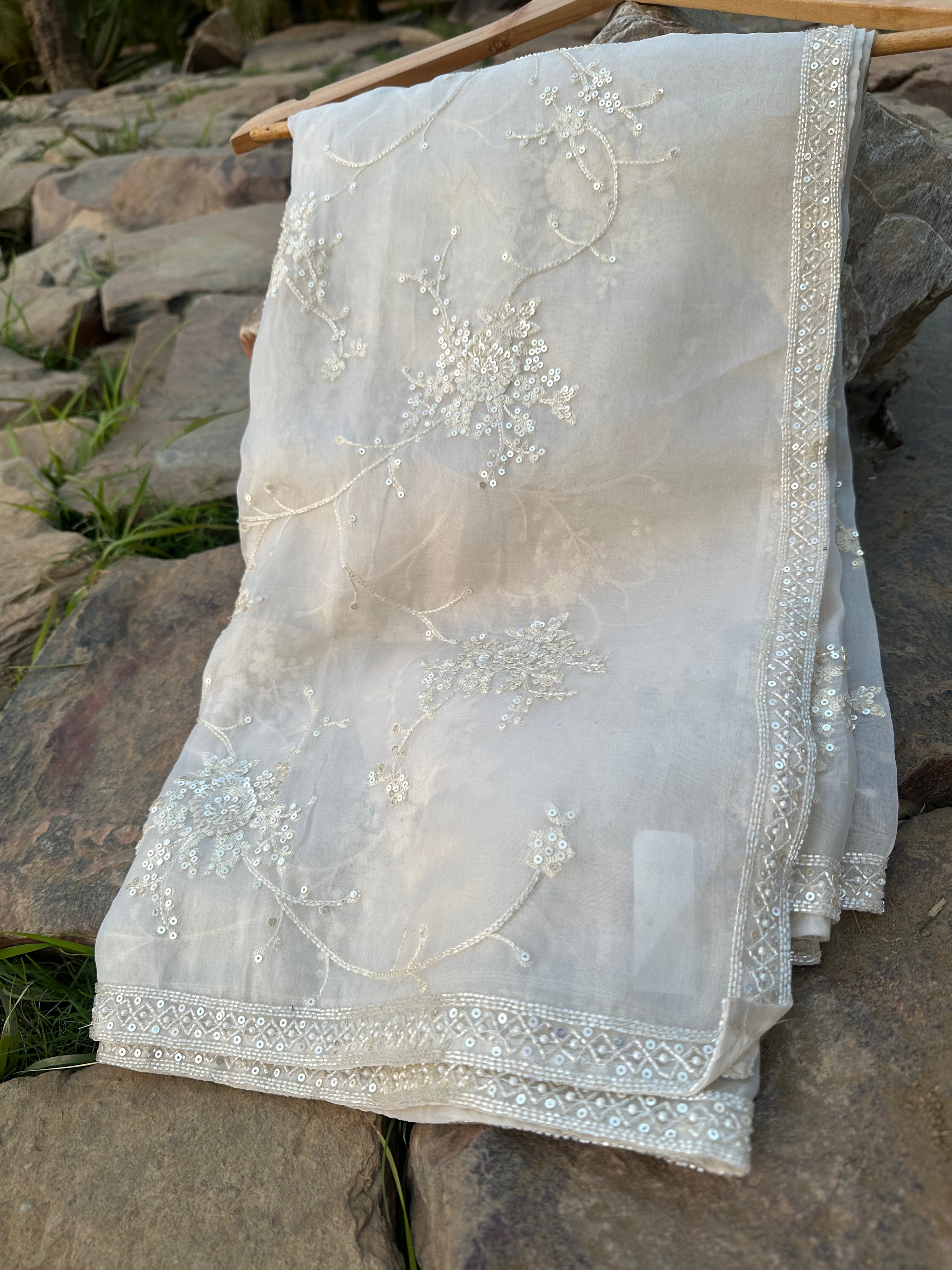 Natural Cream Organza Dupatta