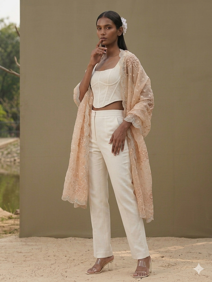 Champagne Organza Dupatta
