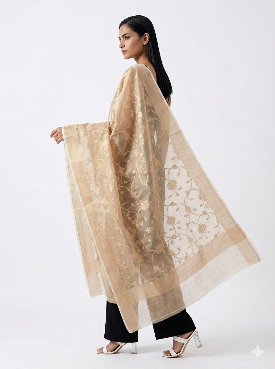 Champagne Gold Organza Dupatta